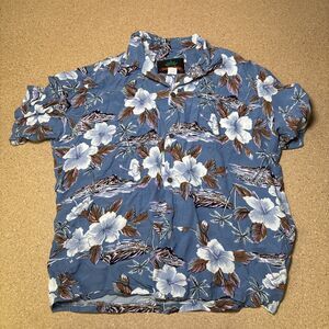 VINTAGE Pineapple Juice Floral AOP Short Sleeve Pocket Hawaiian Shirt XL G1